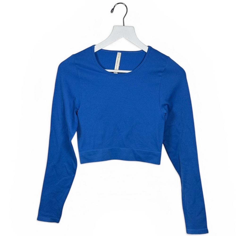 The Group BABATON Aritzia Contour Blue Long Sleeve Crew Crop Top W2258 Sz L